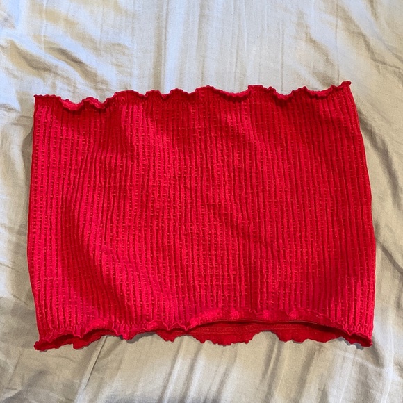 Red Ruffle Tube Top - Picture 1 of 2